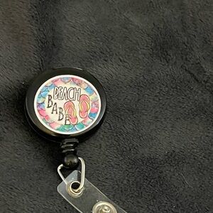 Beach Babe Badge Reel - Black with Pink & Aqua Accents